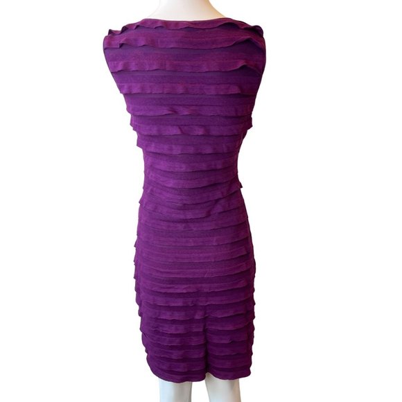 Max Studio Womens Sheath Dress Textured Shutter Pleat Sleeveless Purple SZ Small - Picture 2 of 6
